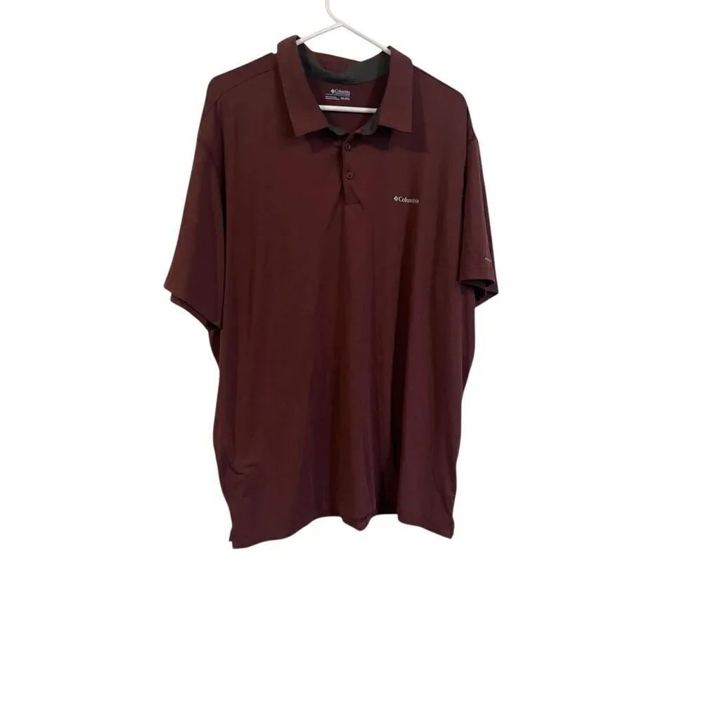 Columbia Mens Dark Brown Omni-Wick Collared Short Sleeve Polo Shirt Size 2XL